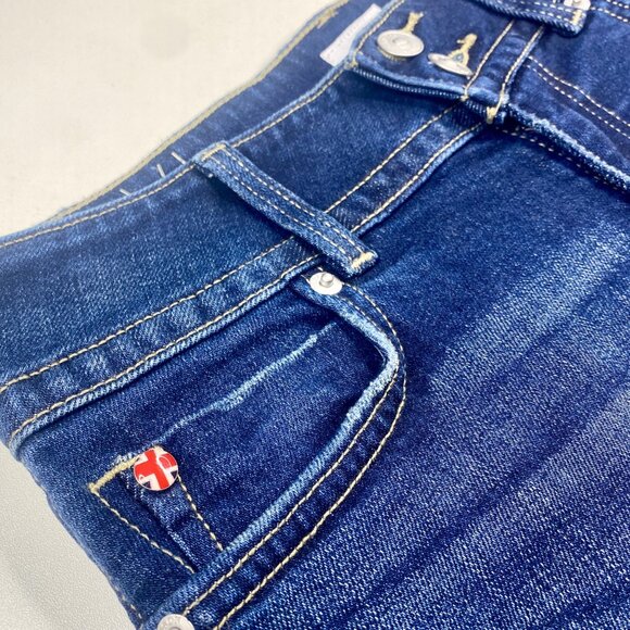 Hudson Blue Ruby Mid-Thigh Button Flap Back Pocket Cuffed Denim Short Sz 25 NEW! - Picture 2 of 9